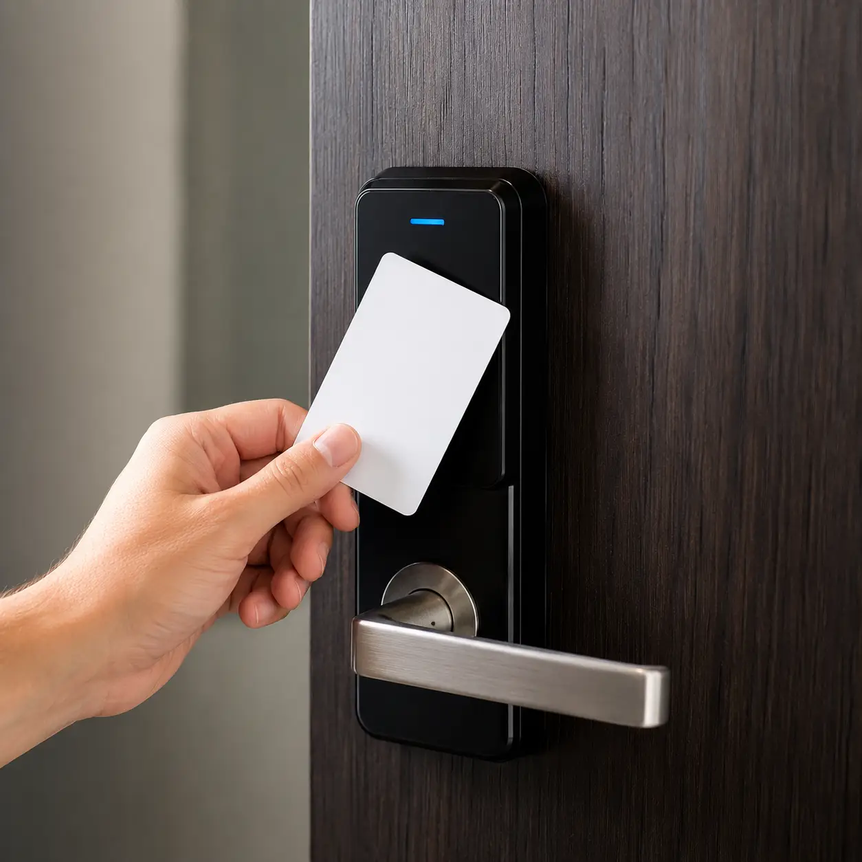 Sistem access control RFID door lock modern untuk keamanan kantor dan hotel di Surabaya
